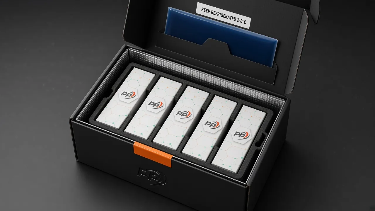 Insulated shipping box interior with silver thermal lining and gel pack in the lid